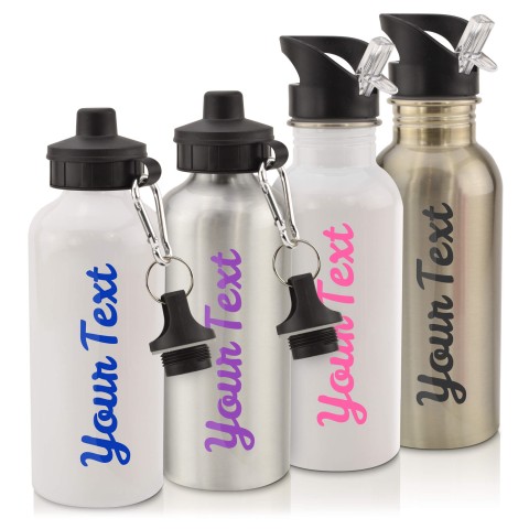 in White with Screw Cap - Black (Personalised with Text)