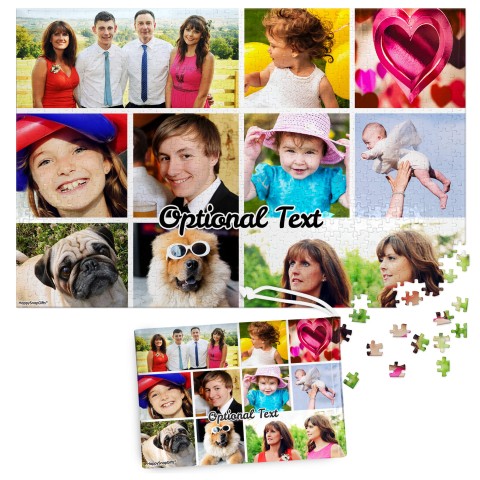 300 Pieces (Edge to Edge Photo Print) (Personalised with Text) & Matching Drawstring Gift Bag