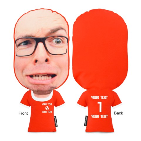 Regular Size (Football Icon) - Red Mock Suede Polyester Fabric (Personalised with Text)