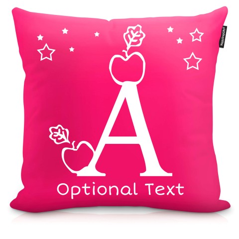 (Square 40cm) with Alphabet Theme - Fuchsia Pink Mock Suede Polyester Fabric (Personalised with Text)