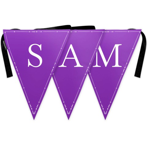 - Triangle (28cm) with Floral Ring Design - Purple Mock Suede Polyester Fabric