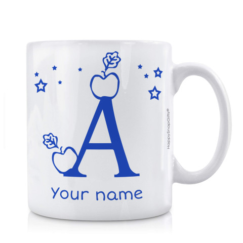 (10oz White) with Alphabet Theme - Royal Blue (Personalised with Text)