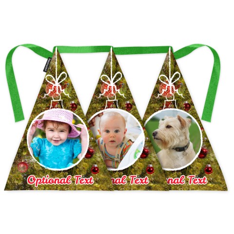 - Triangle (28cm) with Festive Tree Design Mock Suede Polyester Fabric (Personalised with Text)
