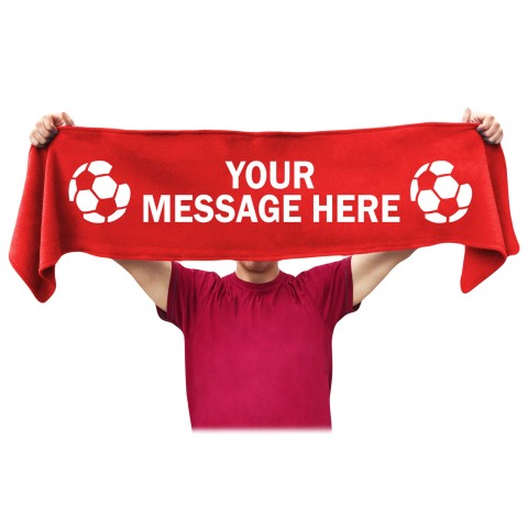 Small (75cm x 15cm) Football Theme - Black Fleece Fabric (Personalised with Text)