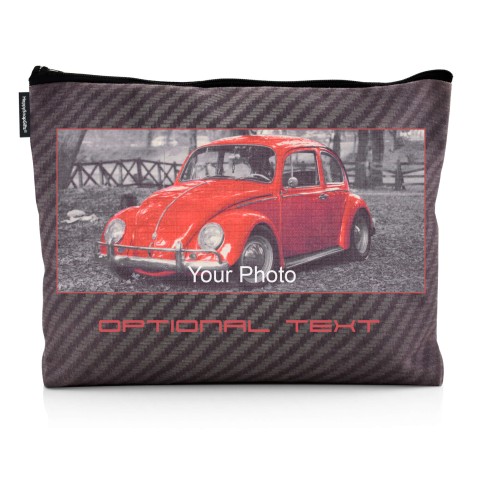- Large - Carbon Fibre Design (Grey) Water Resistant Polyester Rip-Stop Fabric (Personalised with Text)