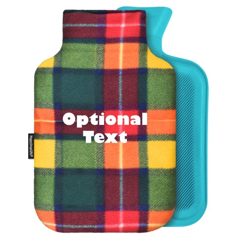 - 2 Litre Sanger Brand - Tartan Check Fleece Fabric Removable Cover (Personalised with Text)