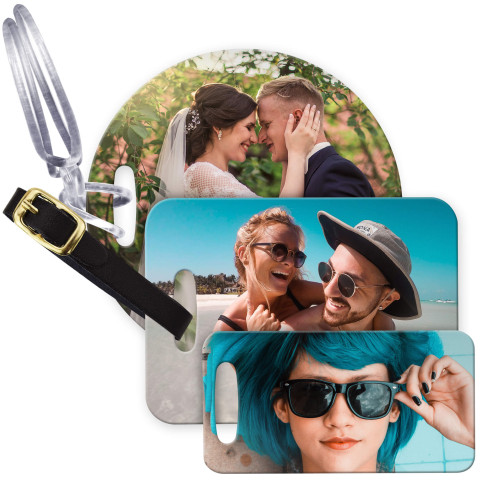 (9cm x 4.5cm) - Black with Clear Loop Fastening (Personalised with Text)