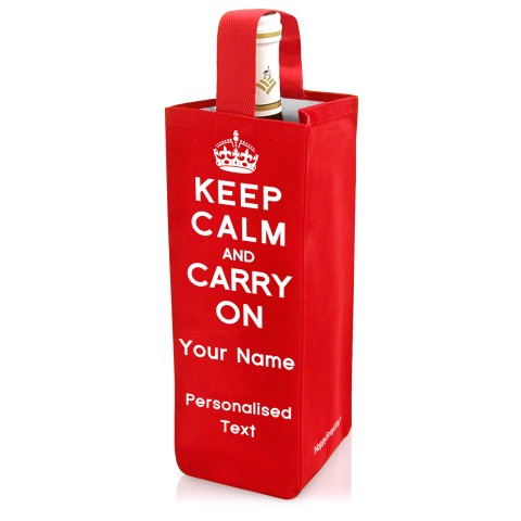 Regular (24cm x 8cm) with Keep Calm Design - Red Mock Suede Polyester Fabric (Personalised with Text)
