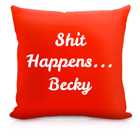 (40cm) "Shit Happens" Red Soft Velvet Polyester Fabric (Optional Personalised Gift Text)
