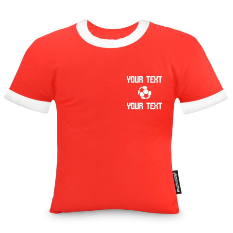 (Regular 35cm) (Football Icon) Red Soft Velvet Polyester Fabric (Optional Personalised Gift Text)