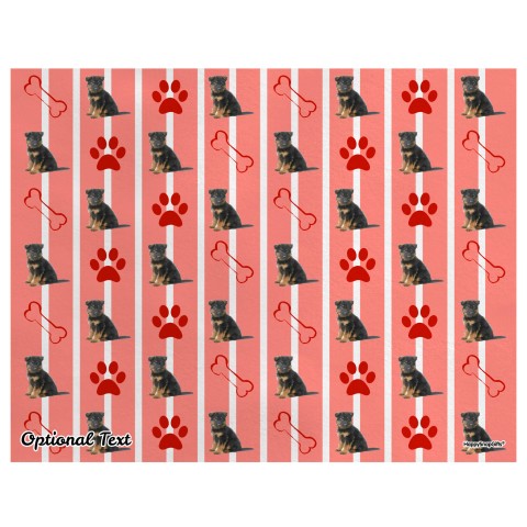 (55cm x 40cm) with Puppy Theme Red Soft Velvet Polyester Fabric (Optional Personalised Gift Text)