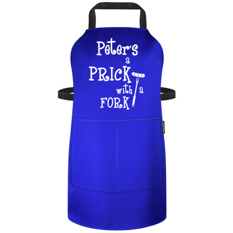 (70cm x 55cm) with Prick with a Fork Icon - Black Polycotton Fabric (Personalised with Name)