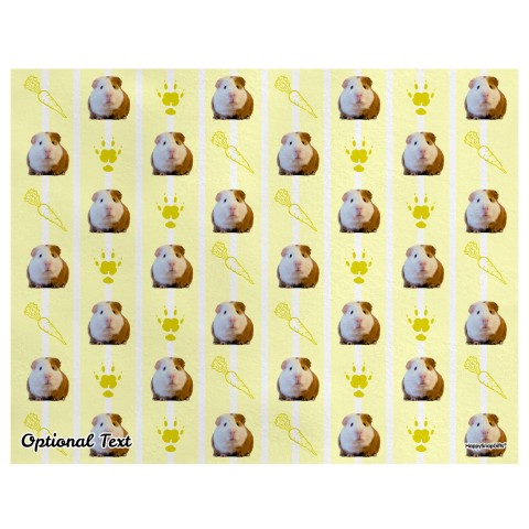 (55cm x 40cm) with Guinea Pig Theme Yellow Soft Velvet Polyester Fabric (Optional Personalised Gift Text)