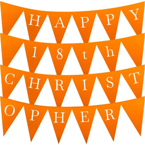 - 5 Metres with 24 Triangle Flags (28cm) Orange Mock Suede Polyester Fabric (Optional Personalised Gift Text)