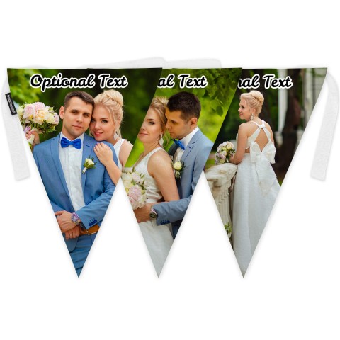 - 5 Metres with 12 Triangle Flags (28cm) Mock Suede Polyester Fabric (Optional Personalised Gift Text)