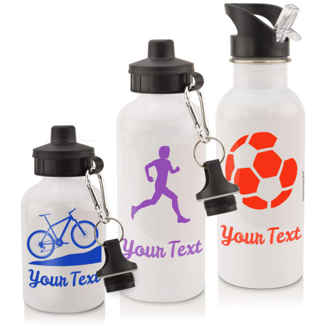in White (600ml) with Drinking Straw (Basketball Icon) Royal Blue (Optional Personalised Gift Text)