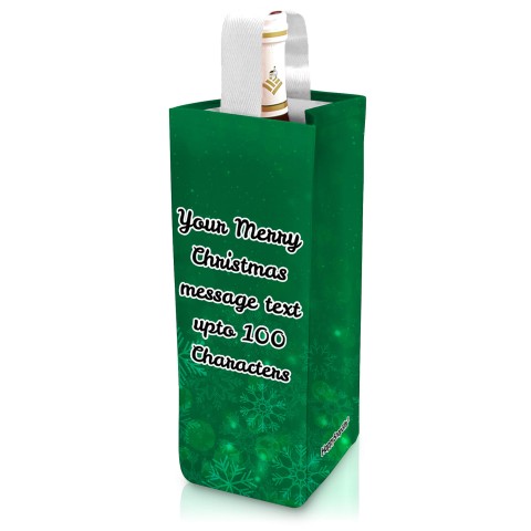 Regular (22cm x 10cm) - Snowflakes on Green Design Mock Suede Polyester Fabric (Optional Personalised Gift Text)