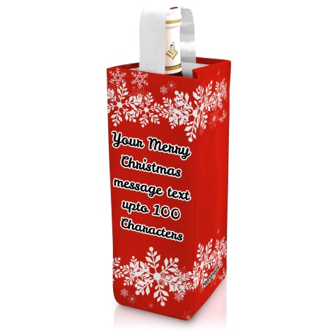 Regular (22cm x 10cm) - Snowflakes on Red Design Mock Suede Polyester Fabric (Optional Personalised Gift Text)