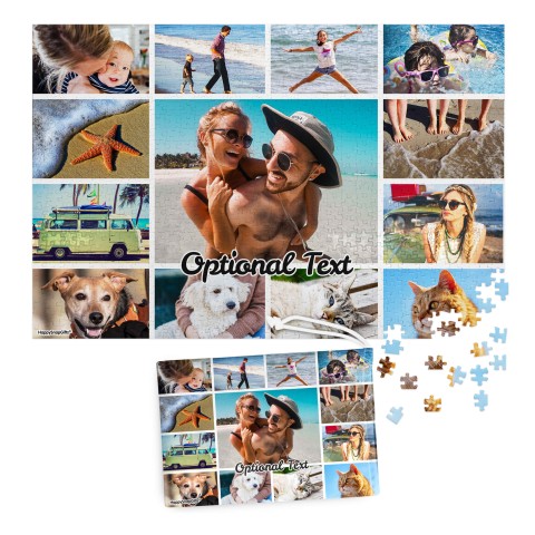 300 Pieces (Edge to Edge Photo Print) (Optional Personalised Gift Text) & Matching Drawstring Gift Bag