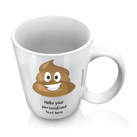 (10oz White) - Happy Poo (Personalised with Text)
