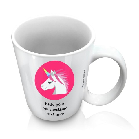 (10oz White) - Unicorn (Personalised with Text)