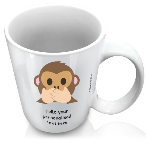 (XL 15oz White) - Speak no Evil Monkey (Personalised with Text)