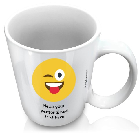 (XL 15oz White) - Tongue with a Wink (Personalised with Text)