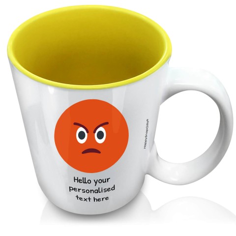 (XL 15oz Yellow) - Angry Face (Personalised with Text)