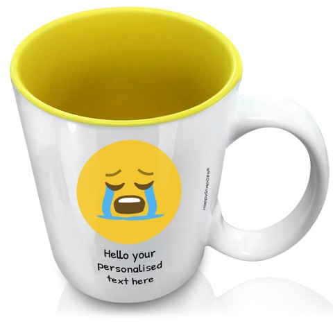 (XL 15oz Yellow) - Crying (Personalised with Text)
