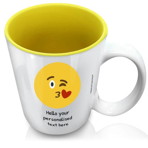 (XL 15oz Yellow) - Kiss with a Wink (Personalised with Text)