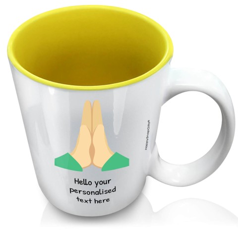 (XL 15oz Yellow) - Praying Hands (Personalised with Text)