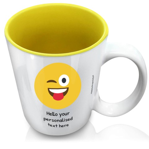 (XL 15oz Yellow) - Tongue with a Wink (Personalised with Text)