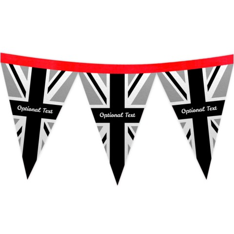 - 1 Metre with 8 Flags (20cm) with Black and White Union Jack Design Mock Suede Polyester Fabric