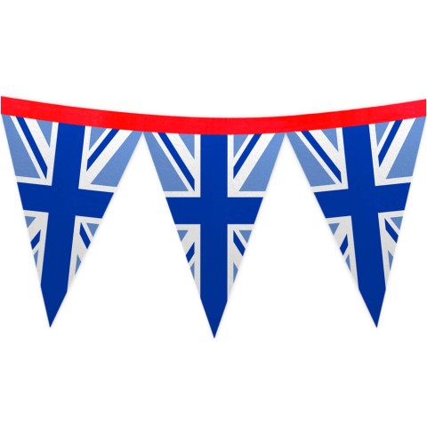 - 1 Metre with 8 Flags (20cm) with Blue Union Jack Design Mock Suede Polyester Fabric (Optional Personalised Gift Text)