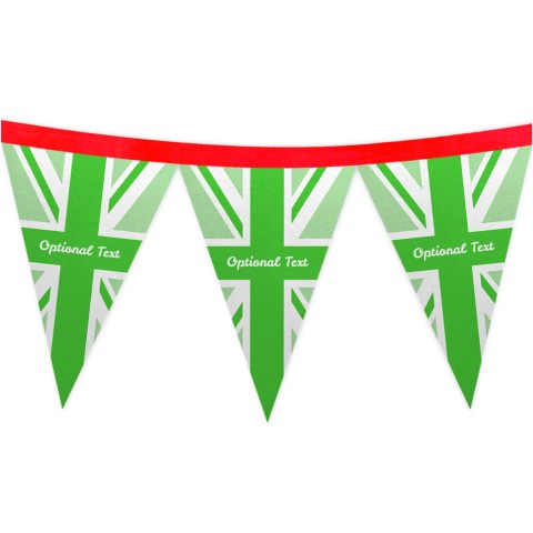 - 1 Metre with 8 Flags (20cm) with Green Union Jack Design Mock Suede Polyester Fabric