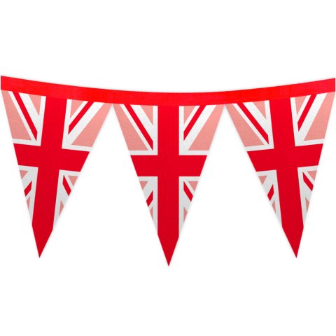 - 1 Metre with 8 Flags (20cm) with Red Union Jack Design Mock Suede Polyester Fabric (Optional Personalised Gift Text)