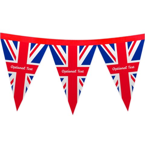 - 1 Metre with 8 Flags (20cm) with Red, White and Blue Union Jack Design Mock Suede Polyester Fabric