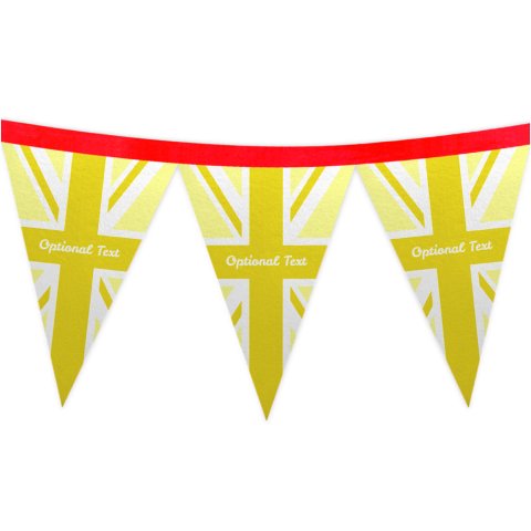 - 1 Metre with 8 Flags (20cm) with Yellow Union Jack Design Mock Suede Polyester Fabric