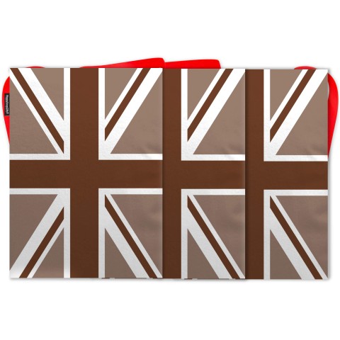 - 5 Metres with 12 Rectangle Flags (28cm) with Brown Union Jack Design Mock Suede Polyester Fabric (Optional Personalised Gift Text)