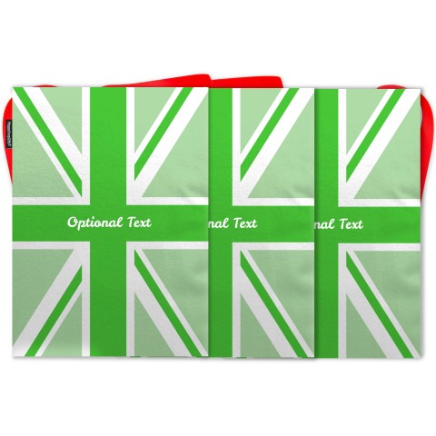 - 5 Metres with 12 Rectangle Flags (28cm) with Green Union Jack Design Mock Suede Polyester Fabric