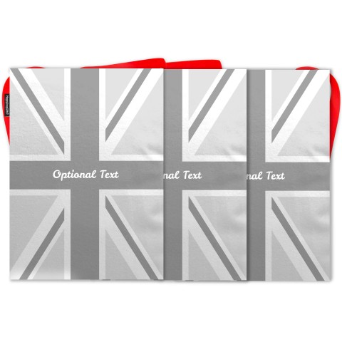 - 5 Metres with 12 Rectangle Flags (28cm) with Grey Union Jack Design Mock Suede Polyester Fabric