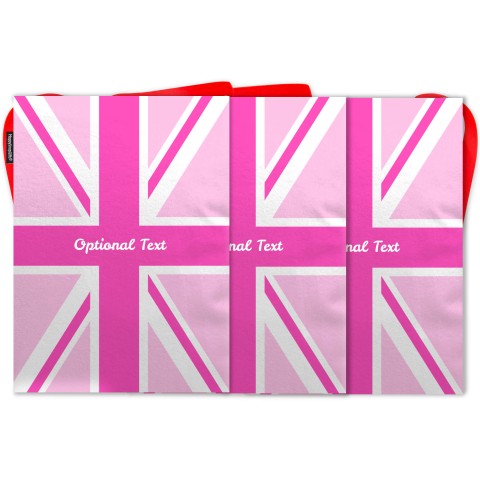 - 5 Metres with 12 Rectangle Flags (28cm) with Pink Union Jack Design Mock Suede Polyester Fabric