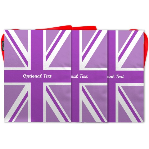 - 5 Metres with 12 Rectangle Flags (28cm) with Purple Union Jack design Mock Suede Polyester Fabric