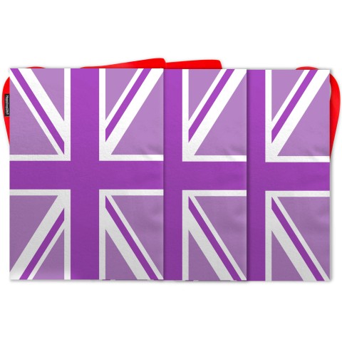 - 5 Metres with 12 Rectangle Flags (28cm) with Purple Union Jack design Mock Suede Polyester Fabric (Optional Personalised Gift Text)