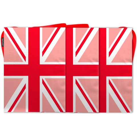 - 5 Metres with 12 Rectangle Flags (28cm) with Red Union Jack Design Mock Suede Polyester Fabric (Optional Personalised Gift Text)