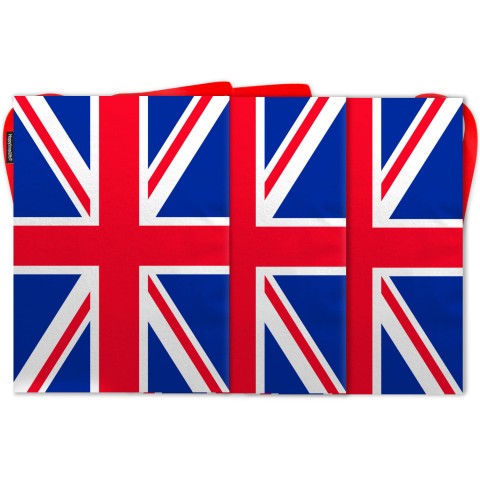 - 5 Metres with 12 Rectangle Flags (28cm) with Red, White and Blue Union Jack Design Mock Suede Polyester Fabric (Optional Personalised Gift Text)