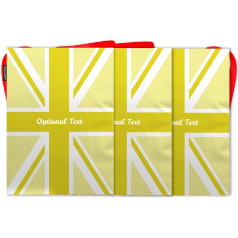 - 5 Metres with 12 Rectangle Flags (28cm) with Yellow Union Jack Design Mock Suede Polyester Fabric