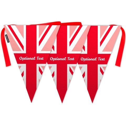 - 5 Metres with 12 Triangle Flags (28cm) with Red Union Jack Design Mock Suede Polyester Fabric