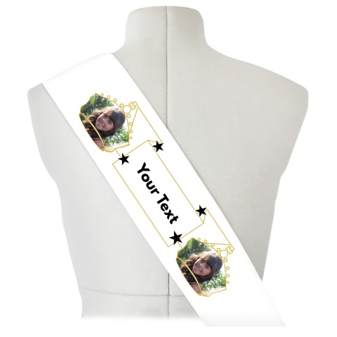 (180cm x 14cm) Black & Gold Mock Suede Polyester Fabric (Optional Personalised Gift Text)