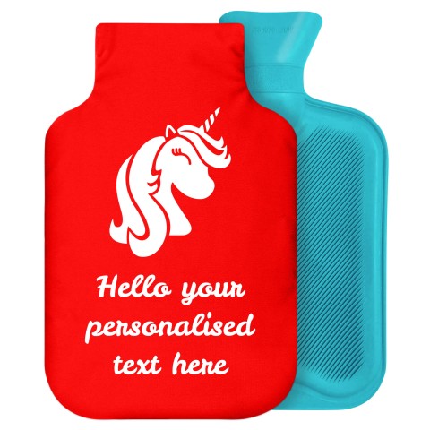 - 2 Litre Generic from Stock Available Colours (Unicorn Icon) - Red Soft Velvet Polyester Fabric Removable Cover (Personalised with Text)